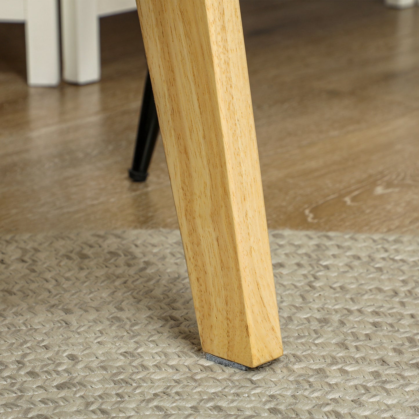 HOMCOM Moderner Sessel mit Armlehnen, mit Stoffbezug, aus Kautschukholz, Akzentsessel, trägt 120 kg, Cremeweiß