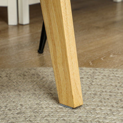 HOMCOM Moderner Sessel mit Armlehnen, mit Stoffbezug, aus Kautschukholz, Akzentsessel, trägt 120 kg, Cremeweiß