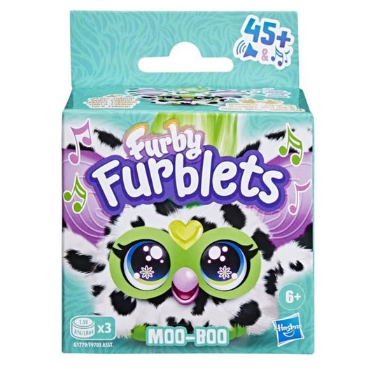Furby Furblets Moo-Boo, Mini Electronic Plush for Girls and Boys, 45+ Sounds, Ages 6 and Up, Series 4, Hasbro