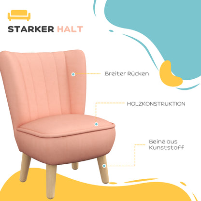 AIYAPLAY Kindersessel, Samtoptik, für 3-7 Jahre, bis 45 kg, Holzgestell, 44x45x56,5cm, Pink