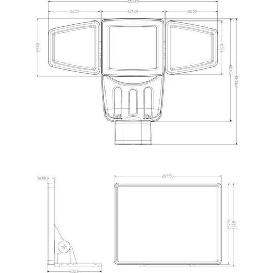 GALIX G4442 3-Head Solar Floodlight - 1500 Lumens - 182 SMD LEDs - AUTO or Forced Operation Mode