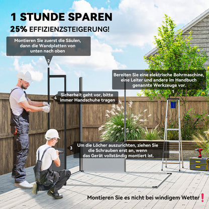 Outsunny 1,9 x 1,9 m Gartenschuppen, Werkzeugschuppen aus Kunststoff , verschließbare Türen, 2 Lüftungsöffnungen, Hellgrau