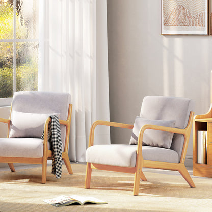 HOMCOM Eleganter Lounge-Sessel mit Holzrahmen und Schaumstoff-Polsterung, Samtoptik, für Wohnzimmer, Schlafzimmer, Grau