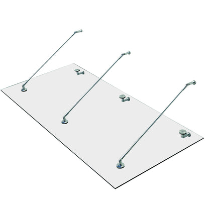 HOMCOM Vordach Glasvordach Türvordach gehärtetes Glas(ESG) Edelstahl Klarglas (200x90cm) (L)