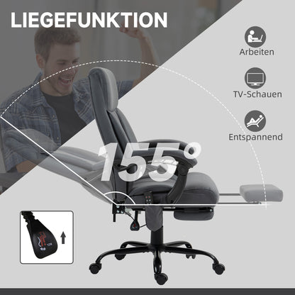 Vinsetto Bürostuhl mit Massagefunktion & Heizfunktion, Fußstütze, bis 120 kg, Dunkelgrau