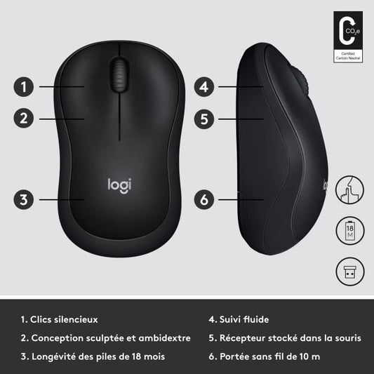 LOGITECH M220 Silent Silent Mouse - Wireless - Gray / Black
