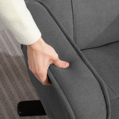 HOMCOM Schaukelbarer Relaxsessel mit Fußhocker, Stoffbezug in Samtoptik, drehbarer Polstersessel, Holzgestell, Grau