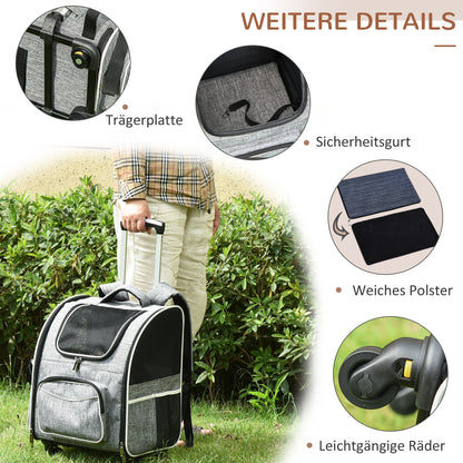 Pawhut 2-in-1 Hundetransporttasche Oxfordstoff Grau + Weiß + Schwarz