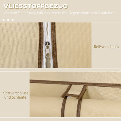 HOMCOM Schrank aus Stoff, Aufbewahrungslösung, 8 Regale, 2 Kleiderstangen, Beige