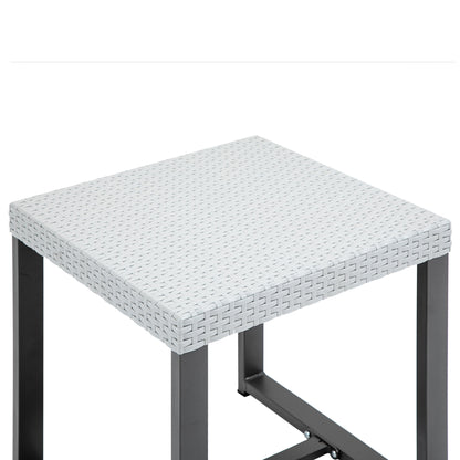 Outsunny Polyrattan Sitzgruppe für 2 Personen Balkonmöbel Set mit Beistelltisch mit Sitzkissen Stahl Schwarz+Grau