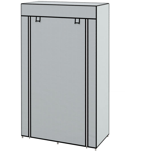 HOMCOM Kleiderschrank Stoffschrank 1 Kleiderstange, 2 Schubladen, 83 x 42.5 x 162,5 cm, Grau