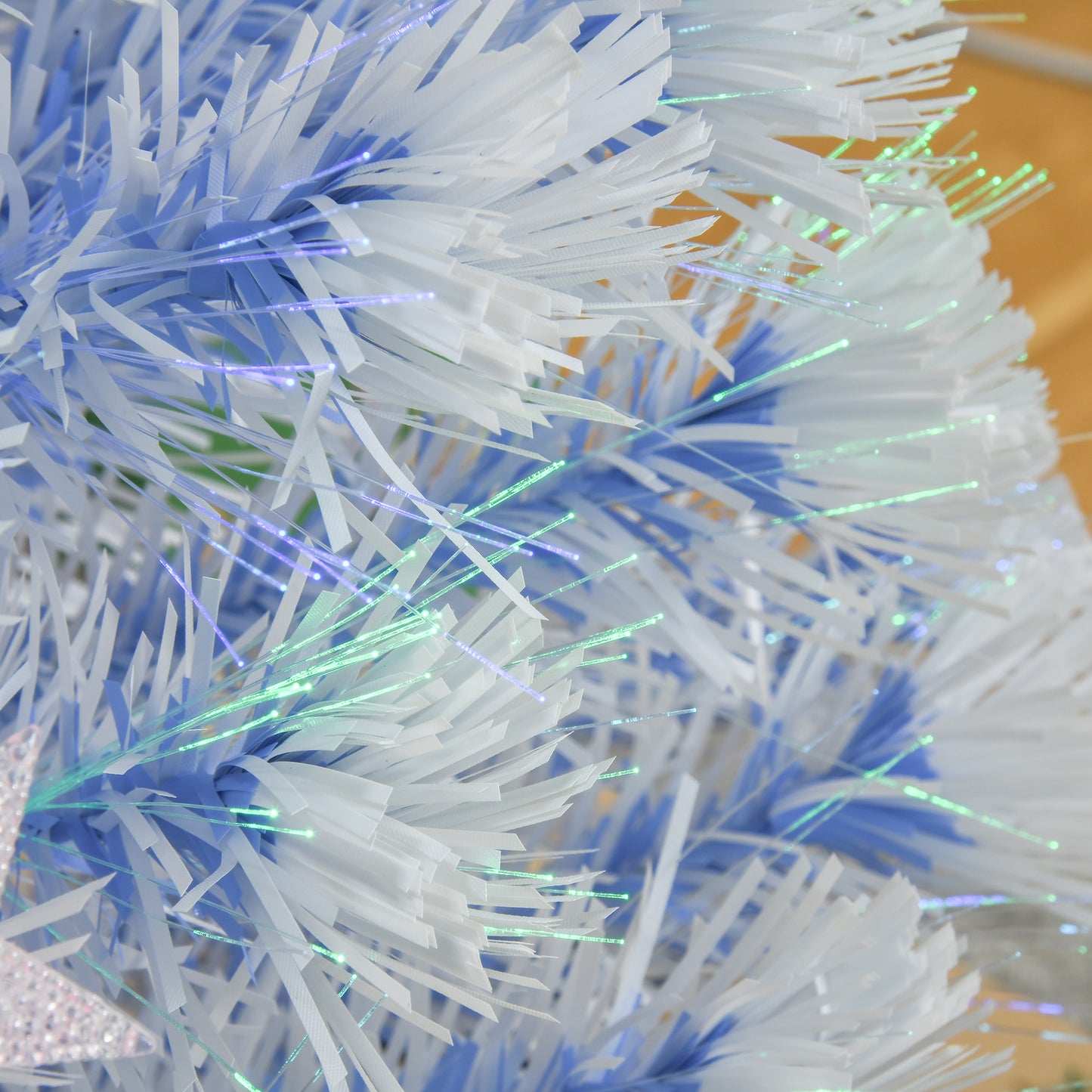 HOMCOM künstlicher Weihnachtsbaum mit 3 LED-Leuchten Christbaum Tannenbaum PVC Metall Weiß+Blau Ø60 x 120H cm