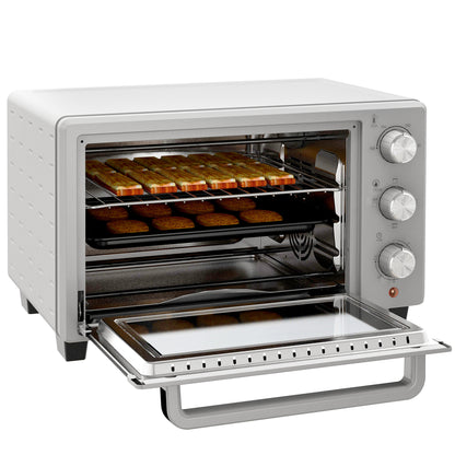 HOMCOM Minibackofen, 21 L Toasterofen mit 1 Drahtgestell und 1 Backblech, 3 Kochmodi, 100 °C-230 °C, Edelstahl, Glas, Silber