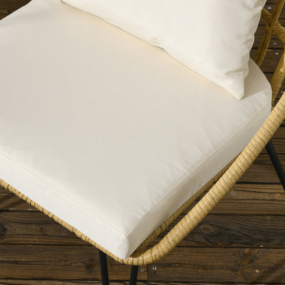Outsunny 5-teilige Gartensitzgruppe, Boho-Stil, 1 Esstisch & 4 Stühle, Auflagen, Polyrattan, Beige/Natur