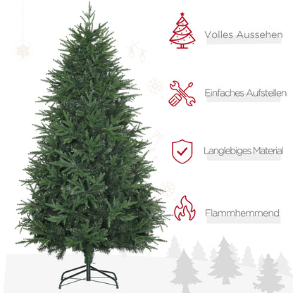 HOMCOM Weihnachtsbaum, Kunsttanne, realistisches Aussehen, schneller Aufbau, Kunststoff, Grün, 114 x 114 x 180cm