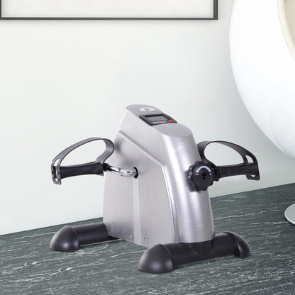 HOMCOM Mini Heimtrainer Arm-und Beintrainer Pedaltrainer für Senioren mit LCD-Display verstellbarer Widerstand Fitnessbike Hometrainer für Zuhause Heim Büro 35 x 40 x 31 cm Silber