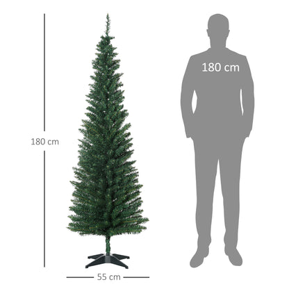 HOMCOM Weihnachtsbaum künstliche Künstliche Tanne Christbaum, inkl Ständer Weihnachtsstern 1,8 m, Grün