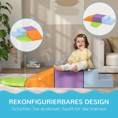 HOMCOM Saftbaustein-Set für Kinder, Kletter- und Krabbelspielzeug, weiches Kunstleder, EPE-Schaum, Mehrfarbig