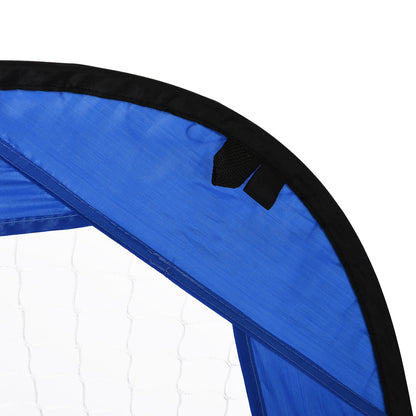 HOMCOM Fußballtore, Pop Up Tor, Tragbares Fußballnetz, 2er Set Minitore, mobil mit Tragetasche, Faltbar, Blau, 123 x 80 x 80 cm