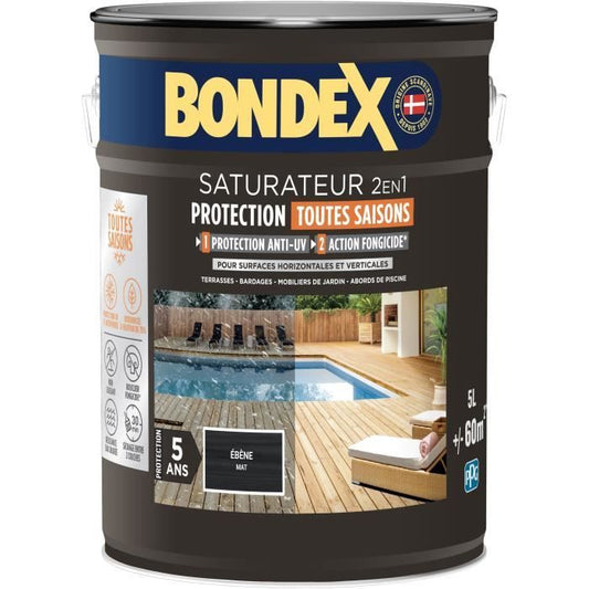 2 in 1 saturator - BONDEX - Matt ebony - 5 L