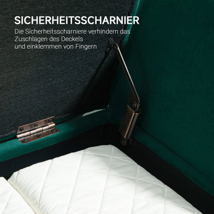 HOMCOM Polsterbank mit Stauraum, Armlehnen, Samtartiges Polyester, Kautschukholz, 107 x 42 x 65 cm, Grün