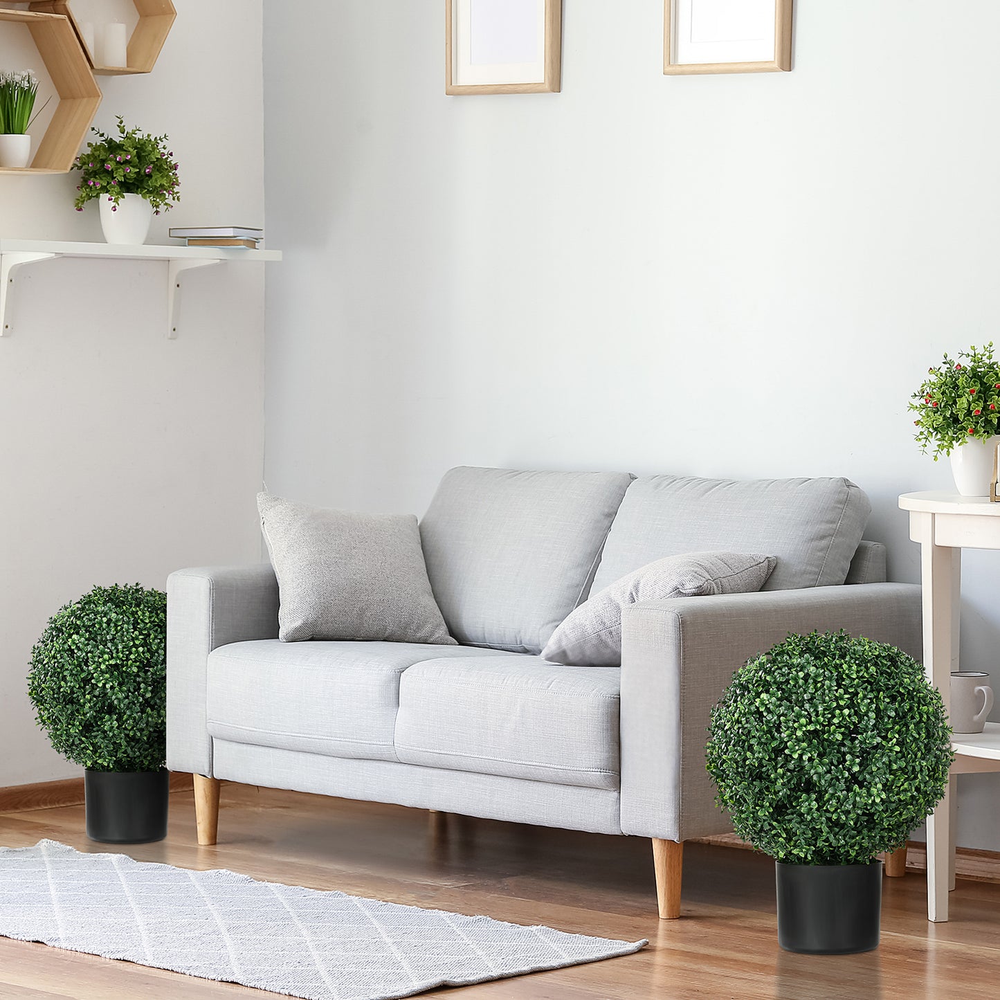 HOMCOM Buchsbaum Kunstpflanze, Kugelförmig, 52x40 cm, Grün