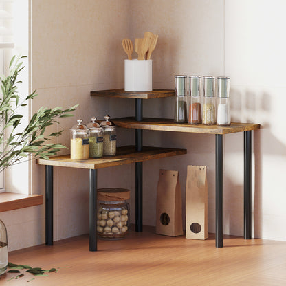 HOMCOM Küchenregal, Drehbar Mikrowellenregal mit 3 Ebenen, Industrielles Standregal Metall, 40 x 18 x 36,5 cm