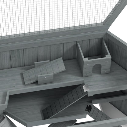 PawHut Hamsterkäfig, 3 Etagen, herausnehmbare Wanne, Holz/Metall, 115x60x55 cm