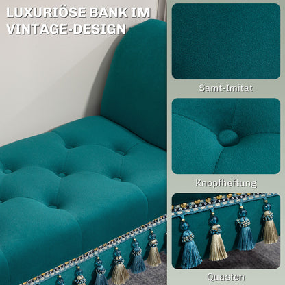 HOMCOM Polsterbank, Sitzbank, Vintage-Design, bis 150 kg, 117x40x58 cm, Grün