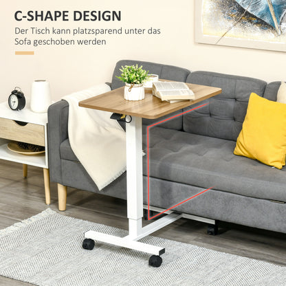 HOMCOM Stehpult Höhenverstellbar inkl. 4 Rollen C-Form 65 cm x 48 cm x 70-110 cm Natur + Weiß