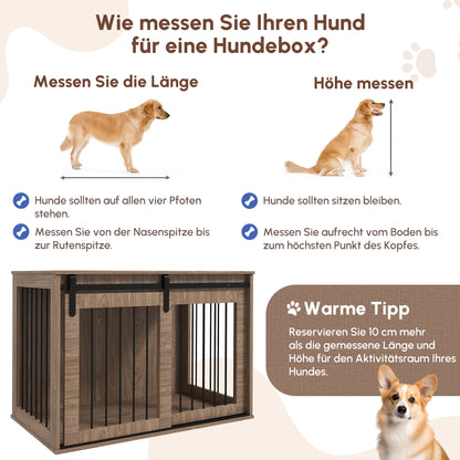 PawHut Hundebox Hundekäfig, Verriegelbar, Holzoptik, rustikales Design, 98 cm x 58 cm x 67 cm, Walnuss + Schwarz