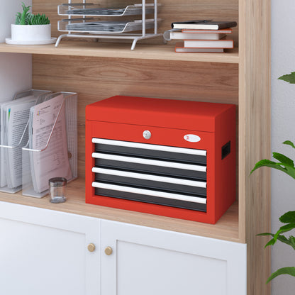 DURHAND Werkzeugkasten Werkzeugtrolley, inkl. Schloss, 2 Schlüssel, 45 cm x 24,5 cm x 32,5 cm, Rot