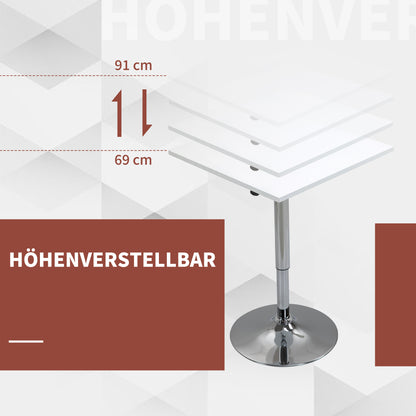 HOMCOM Höhenverstellbarer Bartisch, 360° drehbar, kratzfeste Füße, stabile Metallbasis, Weiß