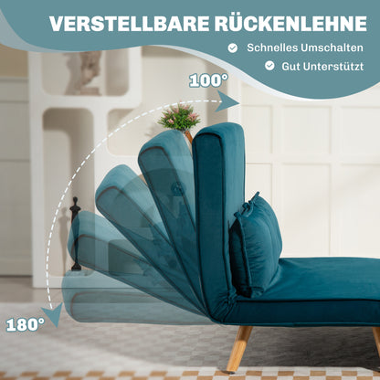 HOMCOM 2-Sitzer-Schlafsofa, Bettsofa, in Bett umwandelbare Couch, verstellbare Rückenlehne, Stoffbezug, Metallrahmen, Grün