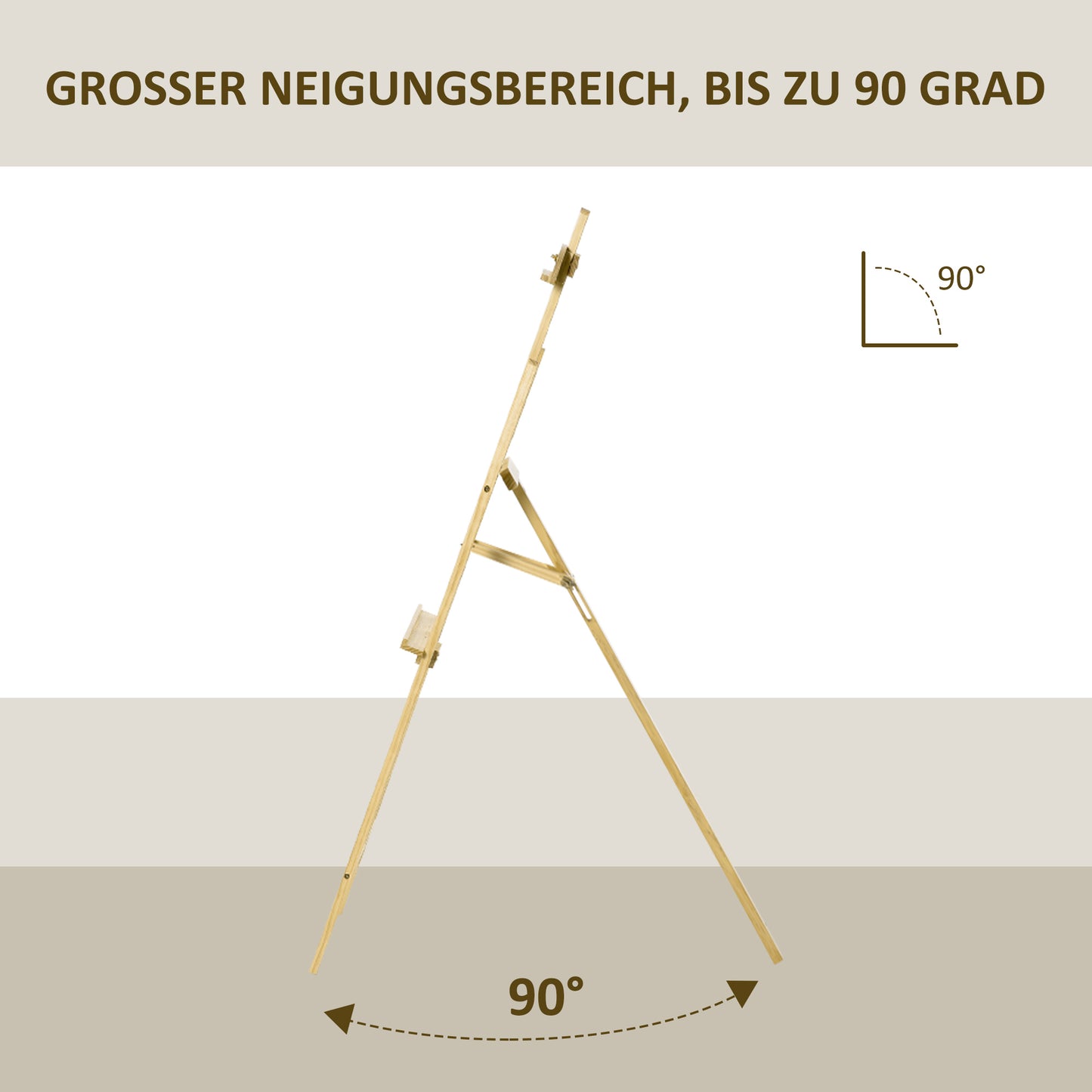 HOMCOM Staffelei Holz 134,5 cm hoch Holzstaffelei für Leinwände bis 108 cm Feldstaffelei Atelierstaffelei für Malerei, Skizze, Hochzeit, Ausstellung Natur