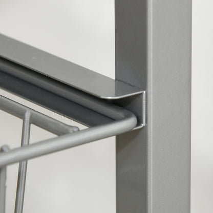 HOMCOM Küchenwagen Rollwagen mit 4 Ebenen Küchenregal mit Metallkörben, Allzweckwagen auf Rollen, Aufbewahrungswagen für Küche Bad Büro Wohnzimmer Silber