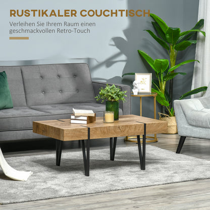 HOMCOM Couchtisch im Industriedesign 105 cm x 60 cm x 42 cm Schwarz + Braun