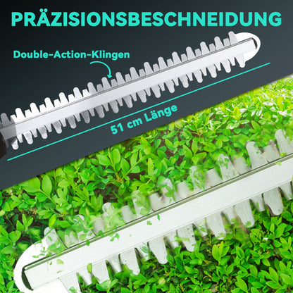 Outsunny Elektro Heckenschere Akku Elektrischer Heckenschneider مع محرك شنيتلانج 51 سم، Akku Blau