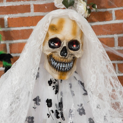 Outsunny Halloween-Dekoration Geisterbraut, Schreie &amp; Augenleuchten, bewegungsaktiviert, 170cm groß, Inomhus