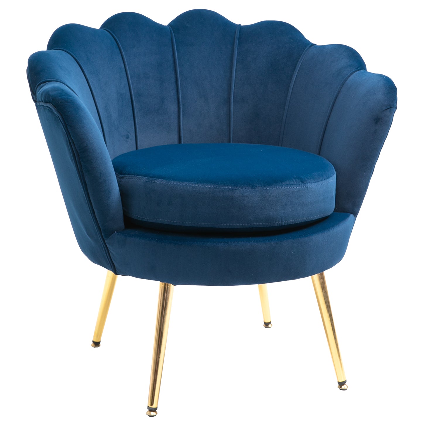 HOMCOM Lounge-Sessel, Vintage-Sessel in Samtoptik, Metallgestell, 76 x 67 x 74 cm, Blau