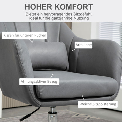 HOMCOM Drehstuhl, höhenverstellbarer Bürostuhl, Polyester, Metall, 60 x 60 x 79-91 cm, Dunkelgrau