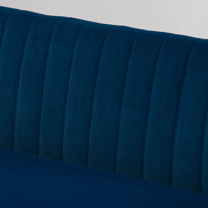 HOMCOM Sofa Retrodesign 2-Sitzer-Sofa, Holzbeine, 117 cm x 56,5 cm x 77 cm, Blau