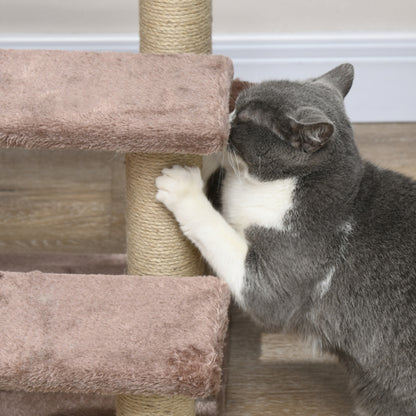 PawHut Kratzbaum, Haustiertreppe, 3 Stufen, Spielball, bis 5 kg, 45x40x48cm, Braun