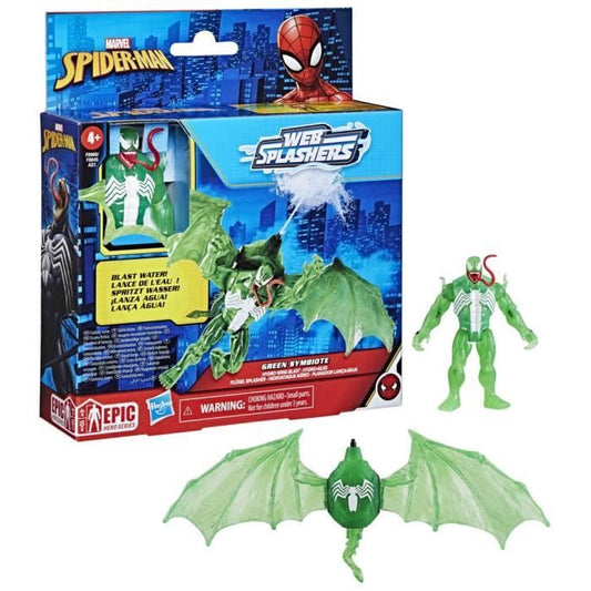 Green Symbiote Hydro-Wings box set, 10 cm figurine with vehicle, superhero toys for children aged 4 and up