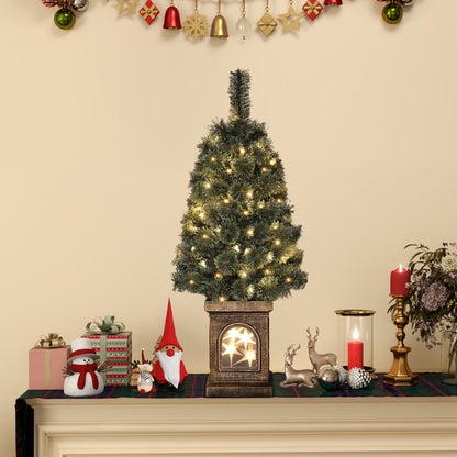 HOMCOM Weihnachtsbaum, naturgetreue Erscheinung, integrierte LEDs, dimmbar, 8 Modi, 45 x 90 cm, Grün