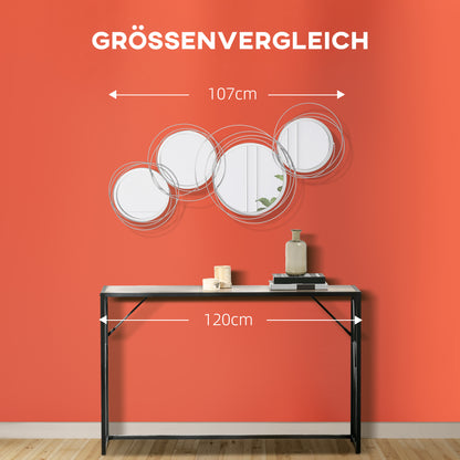 HOMCOM Spiegel-Set für Wanddekoration, Wandschmuck mit 4 runden Spiegeln, Wandspiegel, Flurspiegel,107 x 4 x 56 cm