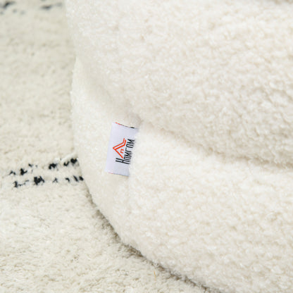 HOMCOM Hocker, rund, Teddyfleece, bis 120kg, Φ40x45H cm, Cremeweiß