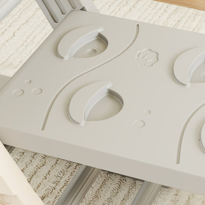 AIYAPLAY Klettergerüst Indoor, 5 in 1 Kletterdreieck mit Rutsche, Kletterbogen, inkl. doppelseitige Rampe, Spielplatz Indoor für Kinder 18-48 Monate, Grau+Weiß