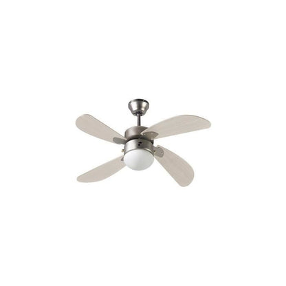 FARELEK - BERMUDES Ø 107 cm - Reversible ceiling fan, 4 blades clear oak + lighting 1 globe 60W E27 - 112423