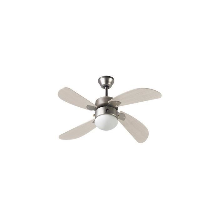 FARELEK - BERMUDES Ø 107 cm - Reversible ceiling fan, 4 blades clear oak + lighting 1 globe 60W E27 - 112423
